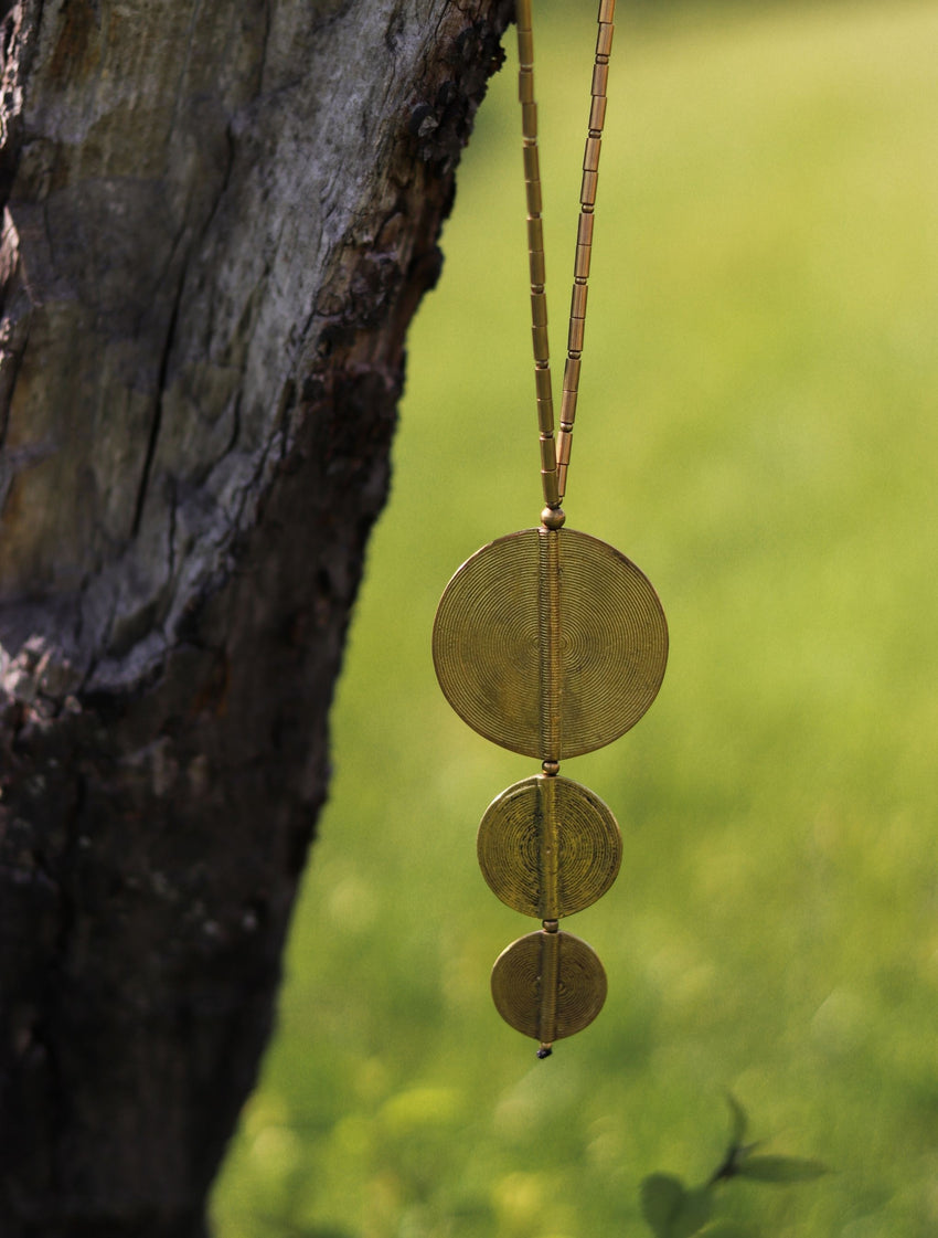 'Luna' Tribal Brass Long Necklace
