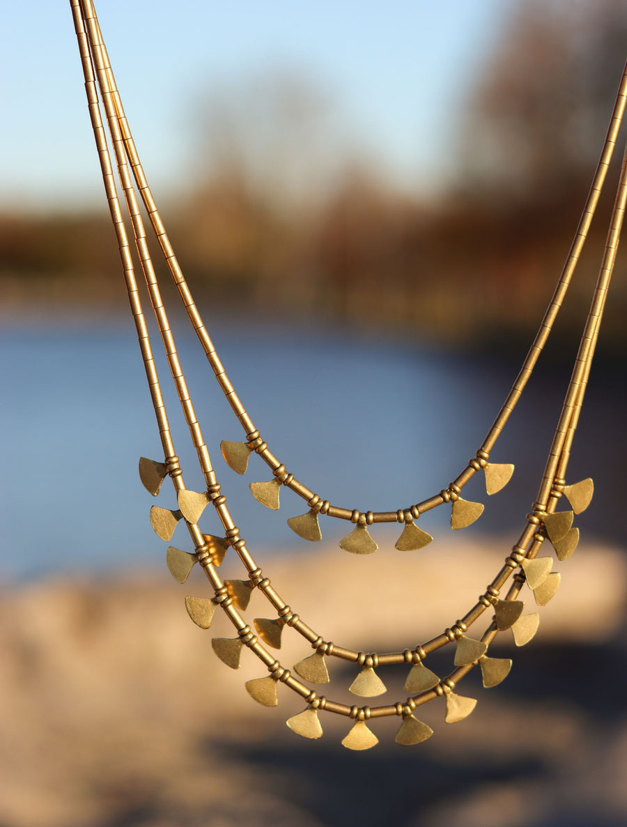 'Miraya' 3-layered Tribal Brass Necklace