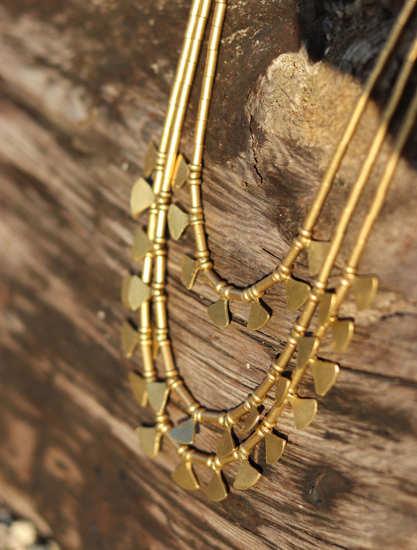 'Miraya' 3-layered Tribal Brass Necklace