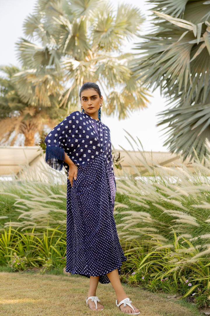 Navy Fringe Kaftan