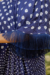 Navy Fringe Kaftan