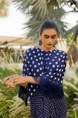 Navy Fringe Kaftan