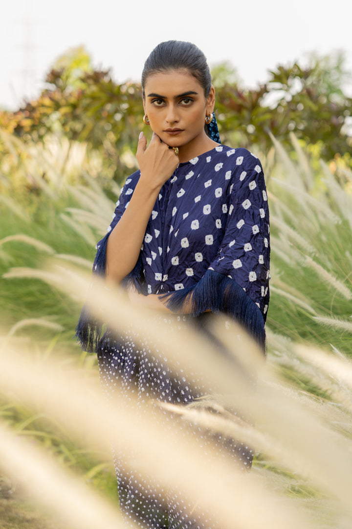 Navy Fringe Kaftan