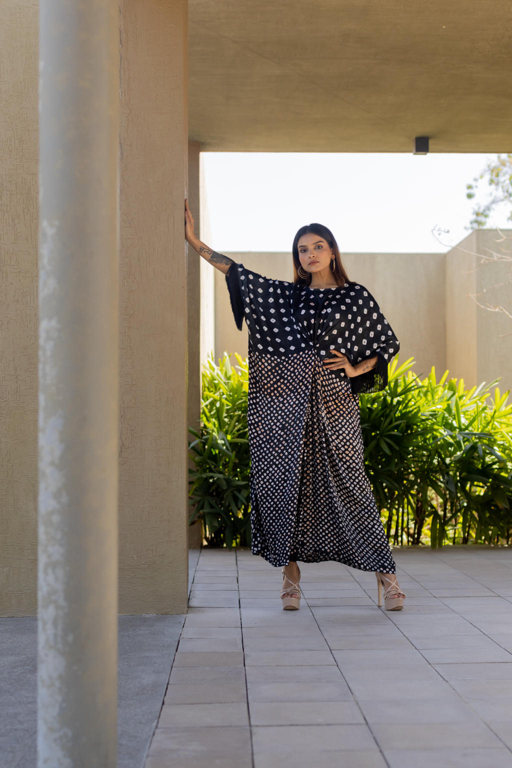 Black Fringe Kaftan