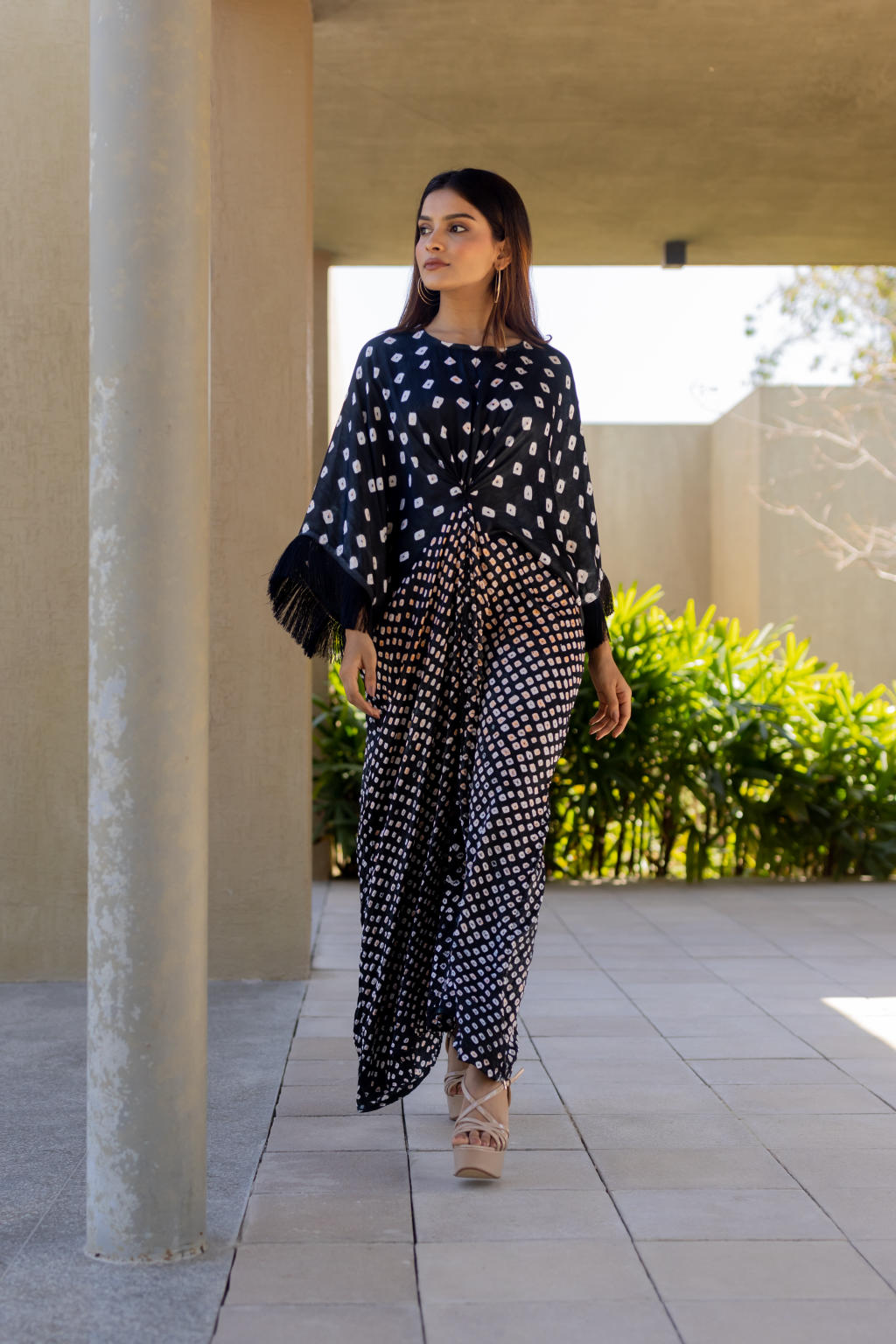 Black Fringe Kaftan