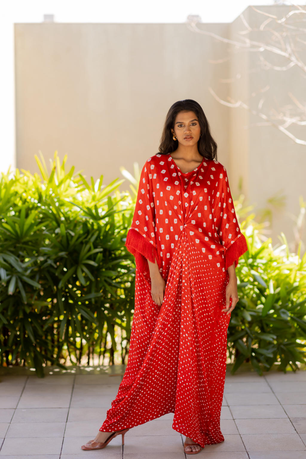 Red Fringe Kaftan