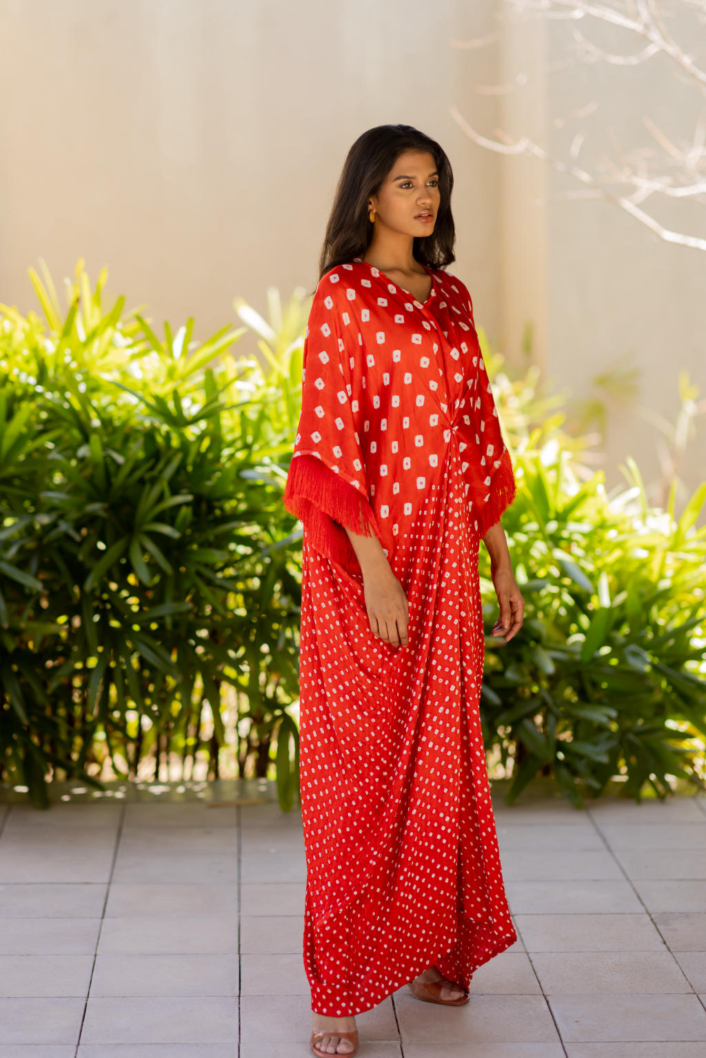 Red Fringe Kaftan