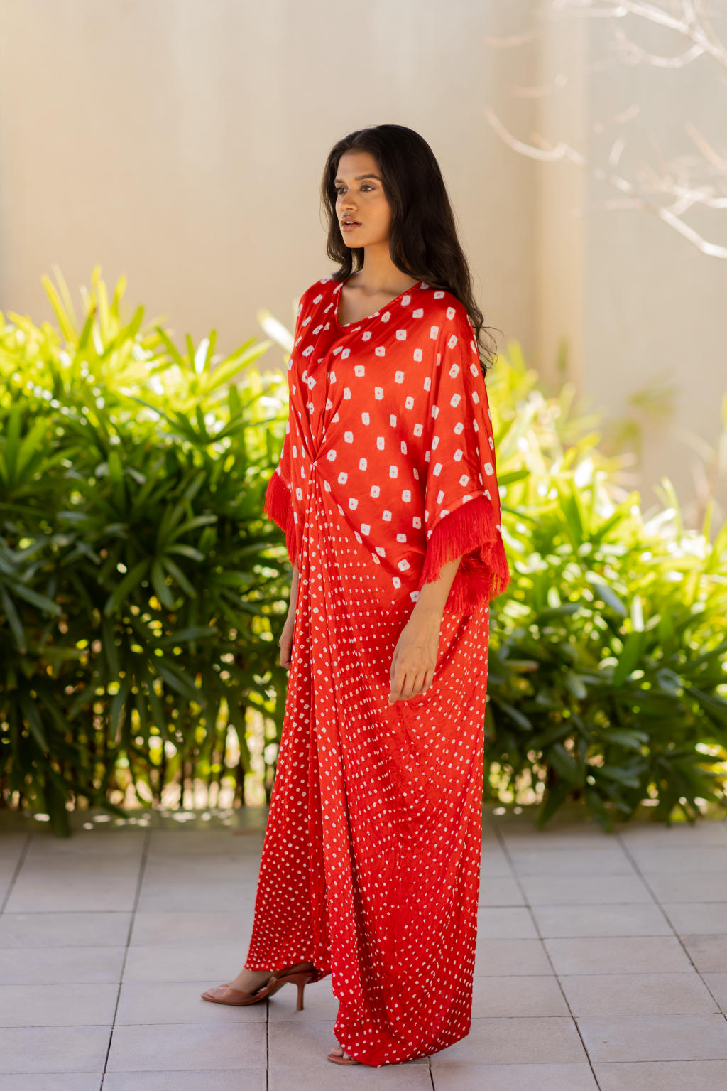 Red Fringe Kaftan