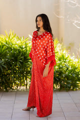 Red Fringe Kaftan
