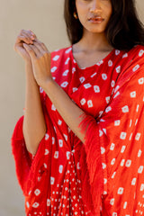 Red Fringe Kaftan