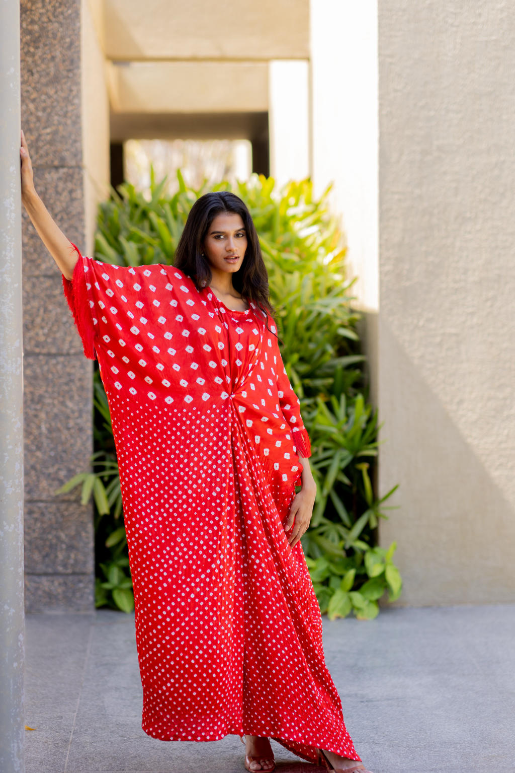 Red Fringe Kaftan