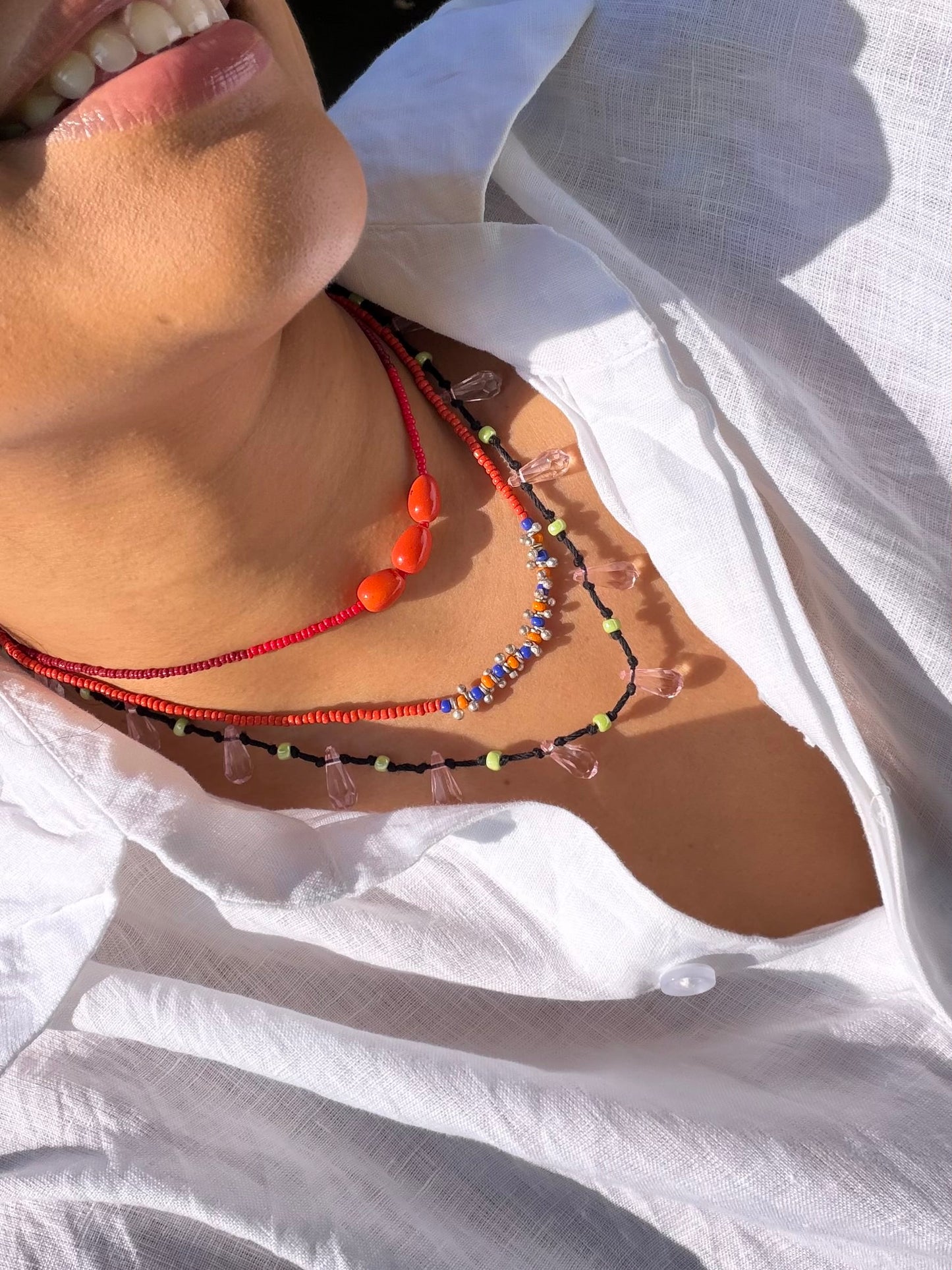 Three Orange Necklace