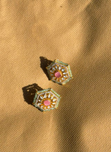 Sage Green And Pink Earrings
