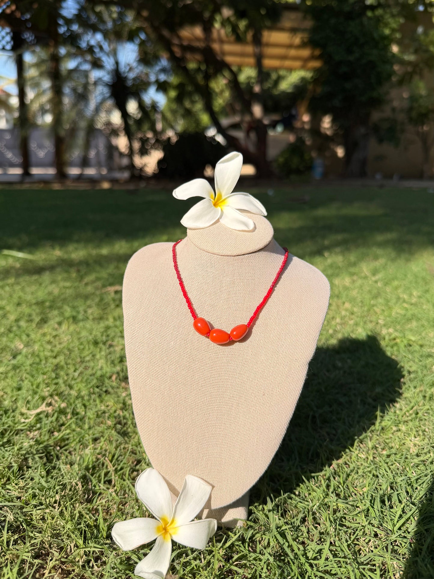 Three Orange Necklace